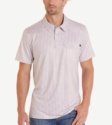 Rock & Roll Denim® Men's S/S Tan Stripe Western Pocket Polo Shirt