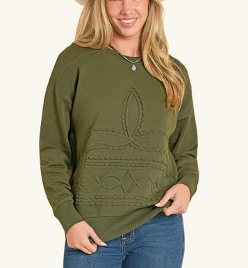 Panhandle Slim® Ladies' L/S Boot Stitch Sweatshirt