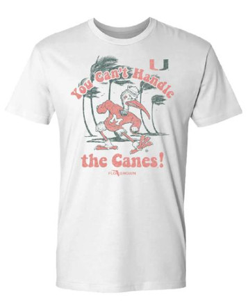 FloGrown® Men's S/S White Miami Hurricanes Retro Canes T-Shirt