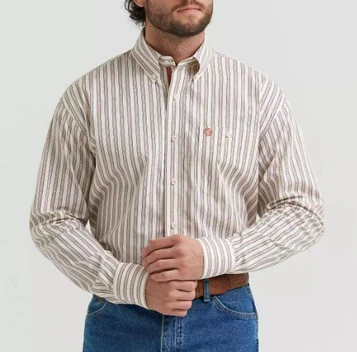 Wrangler® George Strait™ Men's L/S Rusted Stripe Button Shirt