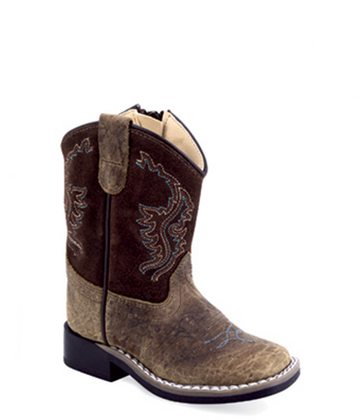 Old West® Infant Brown Bullhide Print Square Toe Boots