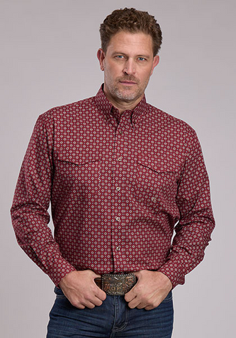 Roper® Men's L/S Red Maple Foulard Print Button Shirt