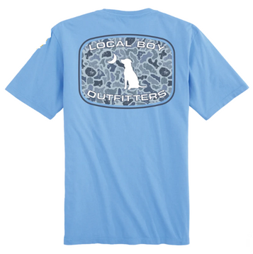 Local Boy® Men's S/S Washed Denim Blue Distressed LCF Cobalt Patch T-Shirt
