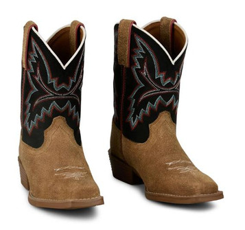 Justin® Kids' Tan Roughout/Black Square Toe Freckles Junior Boots