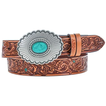 Hooey® Girls' Brown/Tan Floral Medina Embossed Belt