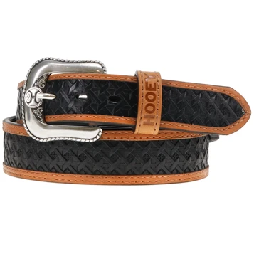 Hooey® Men's Black Basketweave/Tan Edge Hands Up Belt