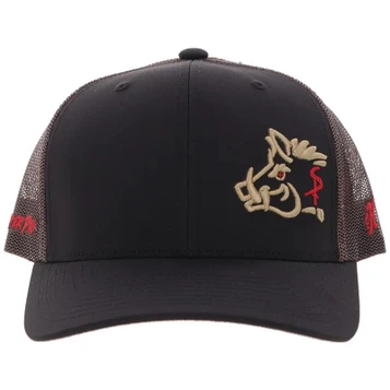 Hooey® Black/Brown Sniper Pig Logo Trucker Cap