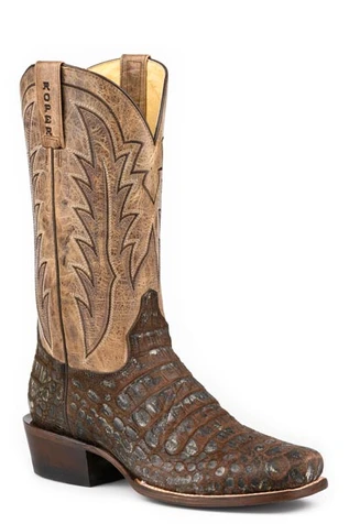 Roper® Men's Brown Caiman Print Cutter Toe Boots