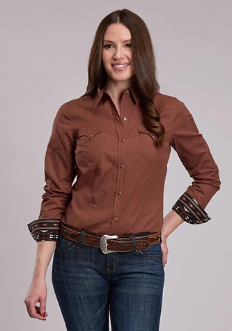 Roper® Ladies' L/S Sienna Brown Western Snap Shirt