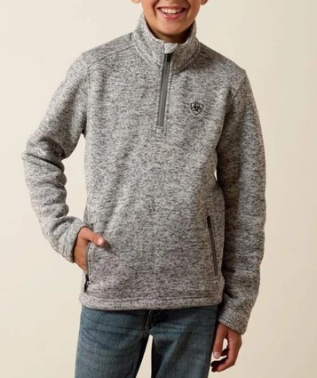 Ariat® Boys' Nulla Heather Grey Caldwell 1/4 Zip Sweater