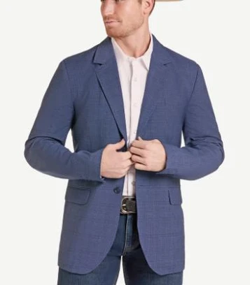 Rock & Roll Denim® Men's Blue Micro Plaid Sport Coat