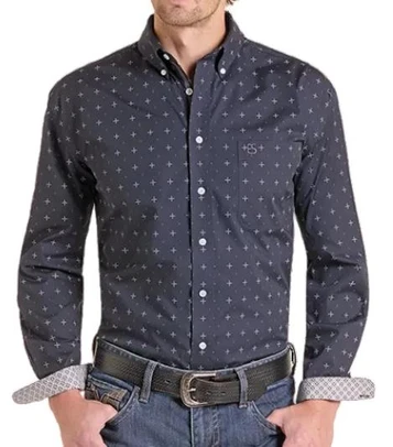 Panhandle Slim® Men's L/S Black Print Button Shirt