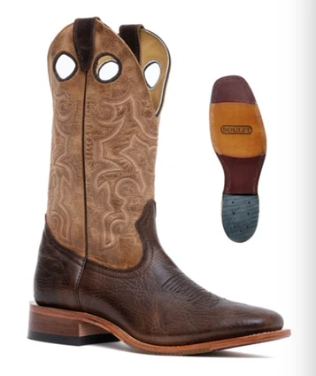 Boulet® Men's Brown Shrunken Bullhide Apache Square Toe Boots