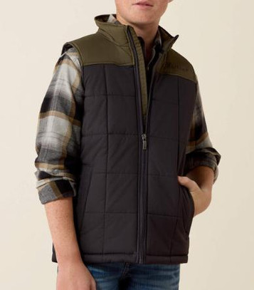 Ariat® Boys' Phantom Black/Olive Crius Insulated Vest