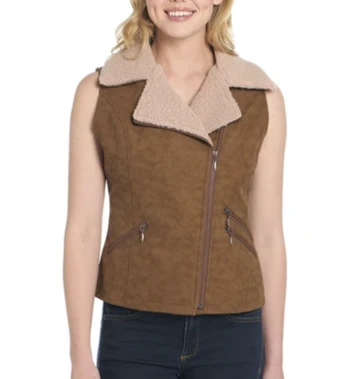 Cripple Creek® Ladies' Havana Brown Front Zip Aviator Vest