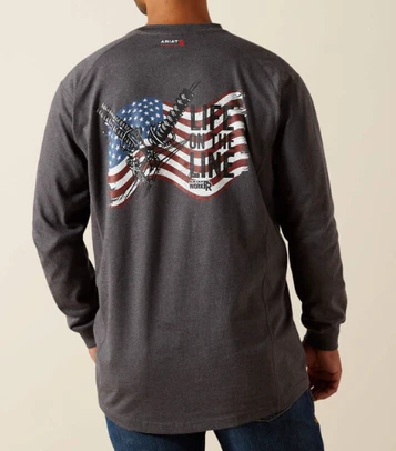 Ariat® Men's L/S Charcoal Heather FR Air Lineman T-Shirt