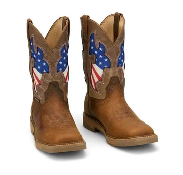 Justin® Men's Pecan Brown/USA 11" Bolt WP Square Toe Work Boots