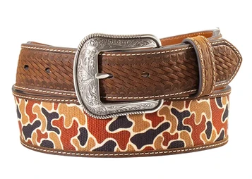 3D Belts® Men's Duck Camo Fabric/Basketweave Leather Belt