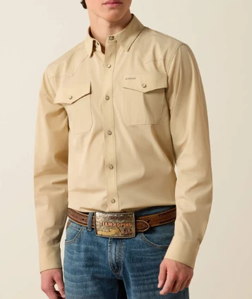 Ariat® Men's L/S Irish Cream FrontierTough VentTEK Western Fitted Snap Shirt
