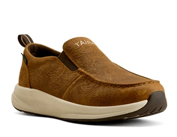 Ariat® Ladies' Tooled Brown Buckeye Slip-On WP Shoes