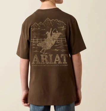 Ariat® Boys' S/S Turkish Coffee Brown Mountain Bull T-Shirt