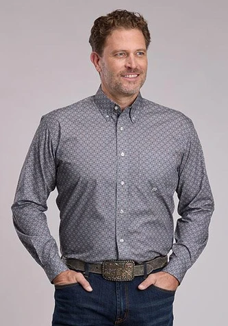 Roper® Men's L/S Smoke Medallion Print Button Shirt