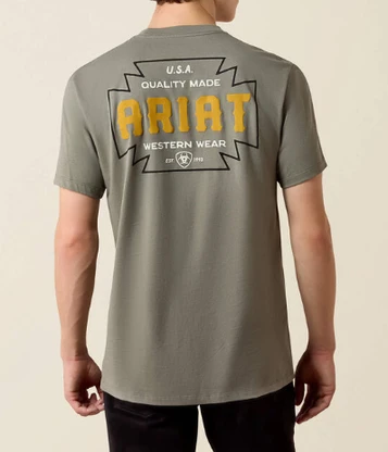 Ariat® Men's S/S Castor Grey Southwest Cross Badge T-Shirt
