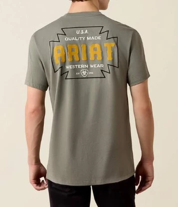 Ariat® Men's S/S Castor Grey Southwest Cross Badge T-Shirt