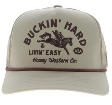 Hooey® Tan Buckin' Hard Embroidered Trucker Cap