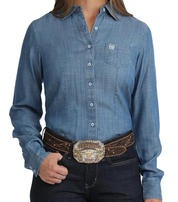 Cinch® Ladies' L/S Blue Chambray Tencel Button Shirt
