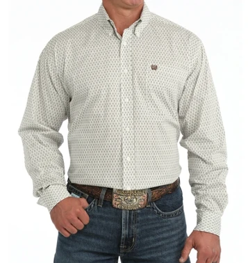 Cinch® Men's L/S Cream Geo Print Button Shirt