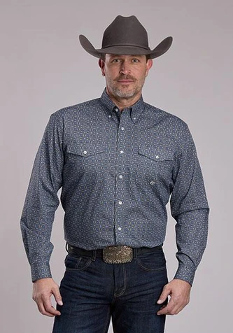 Roper® Men's L/S Silver Foulard Print Button Shirt