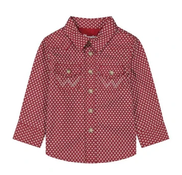 Wrangler® Infant/Toddler Boys' L/S Red Diamond Print Snap Shirt