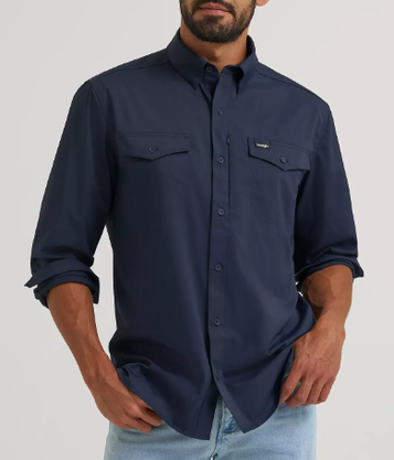 Wrangler® Men's L/S Dark Sapphire ATG Button Shirt