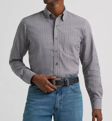 Wrangler® Men's L/S Granite Stripe Cody Johnson Button Shirt