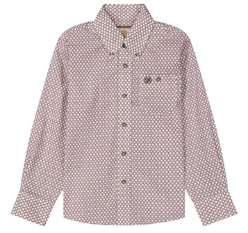 Wrangler® Boys' L/S Brown/Clay Print Button Shirt
