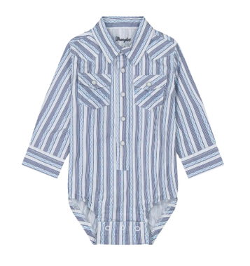 Wrangler® Baby Boys' L/S Blue/White Stripe Snap Onesie