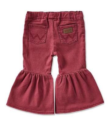 Wrangler® Baby Girls' Burgundy Ruffle Flare Denim Jeans