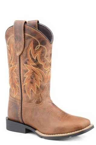 Roper® Big Kids' Brown Oiled Square Toe Boots