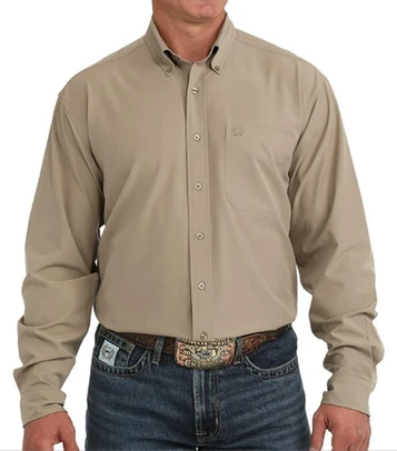 Cinch® Men's L/S Solid Khaki Button Shirt