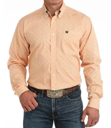 Cinch® Men's L/S Gold/White Geo Print Button Shirt