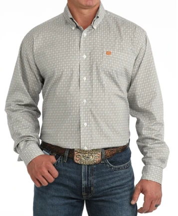 Cinch® Men's L/S Navy/Peach Print Button Shirt