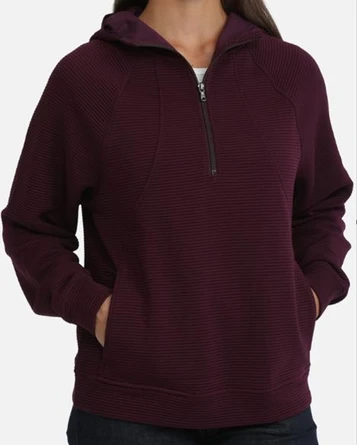 Cinch® Ladies' Purple Ribbed 1/2 Zip Hoodie
