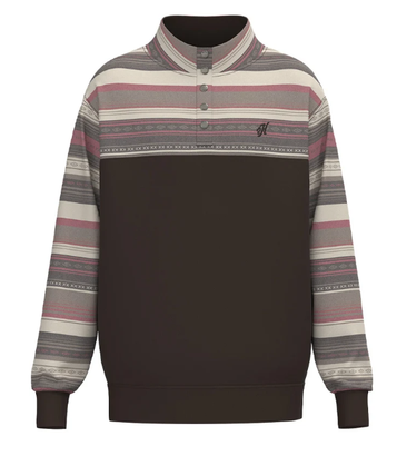 Hooey® Men's Dark Brown/Stripes Stevie 1/4 Snap Pullover