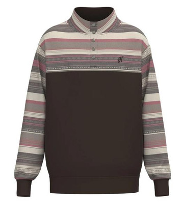 Hooey® Men's Dark Brown/Stripes Stevie 1/4 Snap Pullover