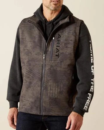 Ariat® Men's Phantom Grey Patriot Flag Softshell Vest