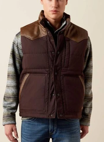 Ariat® Men's Mole Brown Western Quilted Vest