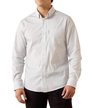 Ariat® Men's L/S Motif Grey Heather Mackenzie Modern Slim Button Shirt
