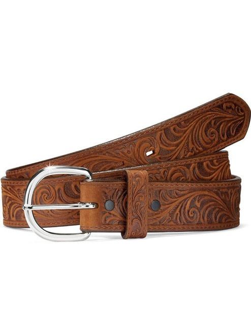 Justin® Men's Brown Tooled Leather Belt