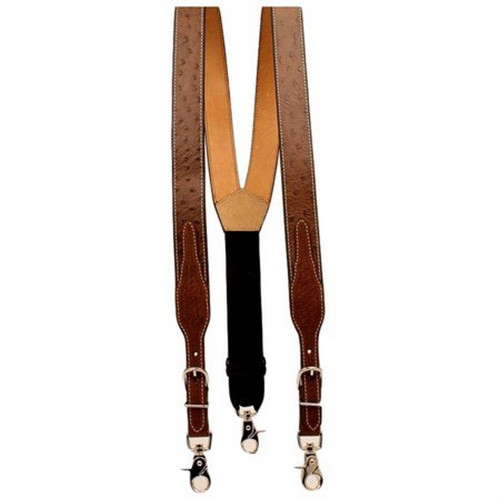 Nocona® Men's Brown Ostrich Print Adjustable Suspenders